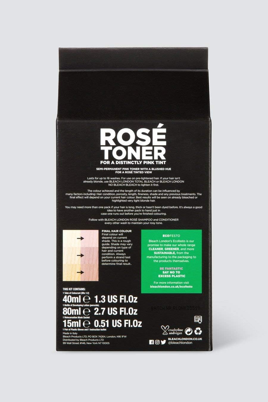 BLEACH LONDON Rose Toner Kit - Yellow Brass Removing, colour Depositing Formula For Pastel Pink Base, For Blonde Hair & Post Bleached Hair, Vegan, Cruelty Free, Ammonia Free : Amazon.co.uk: Beauty