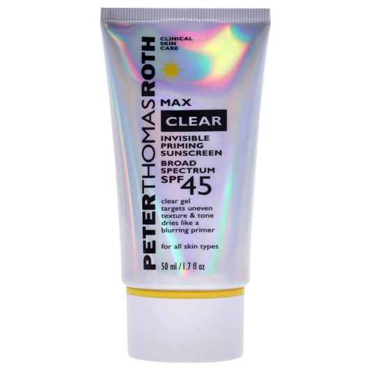 Peter Thomas Roth | Max Clear Invisible Priming Sunscreen Broad Spectrum Spf 45 | Makeup Primer With Spf, Water-Resistant Sunscreen Gel With Silky Finish, 1.7 Fl. Oz