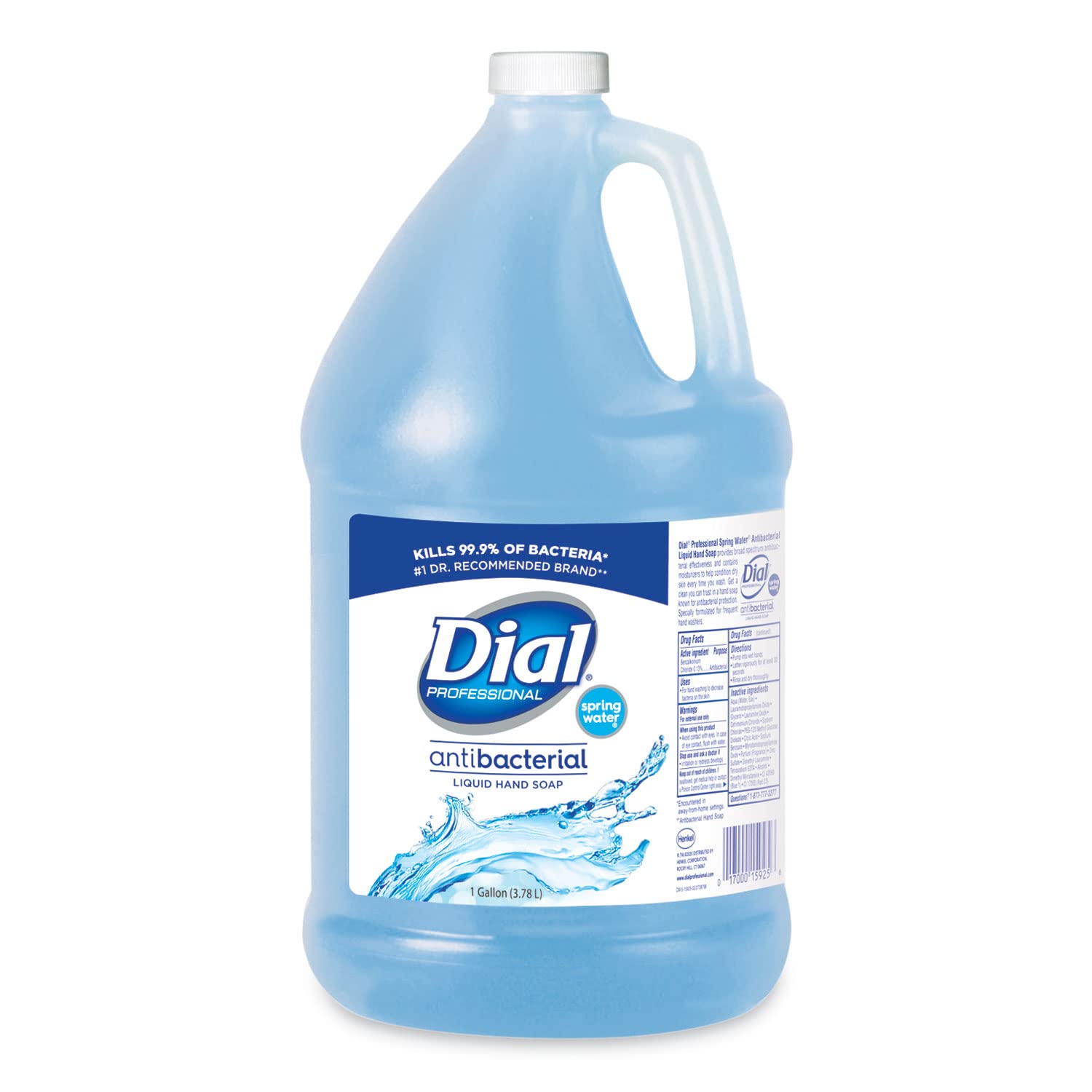 Dial 15926EA Antibacterial Liquid Hand Soap, Spring Water Scent, 1 gal Bottle : Beauty & Personal Care