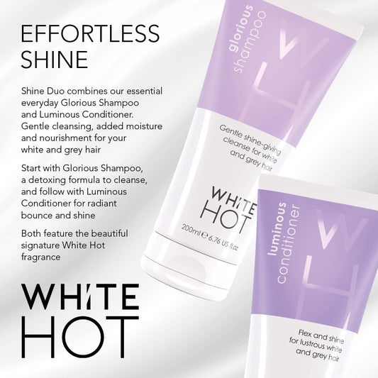 White Hot Shine Duo: Glorious Shampoo & Luminous Conditioner 200Ml, Shine & Cleanse For Glossy White & Grey Hair