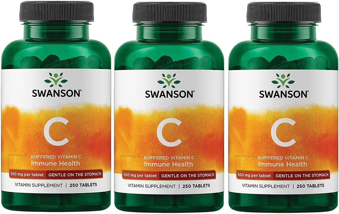 Swanson Buffered Vitamin C 500 Milligrams 250 Tabs (3 Pack)