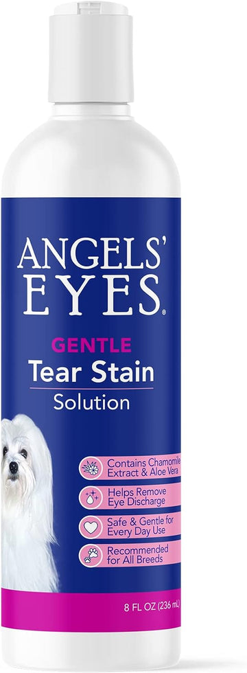 ANGELS' EYES Gentle Tear Stain Solution for Dogs and Cats | 8 oz Solution for Eye Area and Face | Remove Discharge, Dirt, Tear Stains, and Mucus