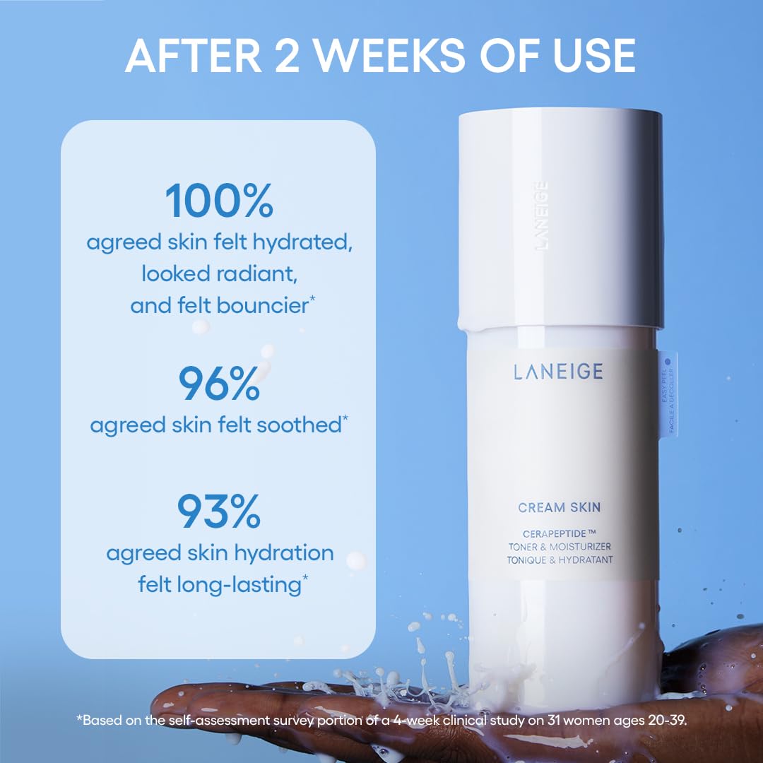 Laneige Cream Skin Toner & Moisturizer Mini Mist Spray: Lightweight Refillable Korean Milky Toner With Ceramide & Peptide For Hydration, Firming, & Barrier Support : Beauty & Personal Care