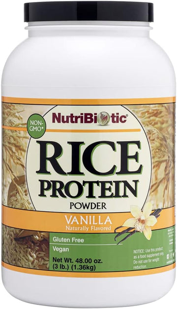 NutriBiotic â€“ Vanilla Rice Protein, 3  (1.36kg) | Low Carb, Keto-Friendly, Vegan, Raw Protein Powder | Grown & Processed without Chemicals, GMOs or Gluten | Easy to Digest & Nutrient Rich