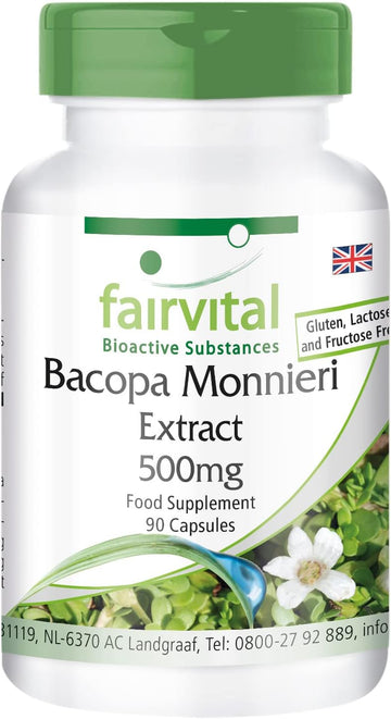 Fairvital | Bacopa Monnieri extract 500mg, Brahmi, vegan, without magnesium stearate, 90 bacopa capsules