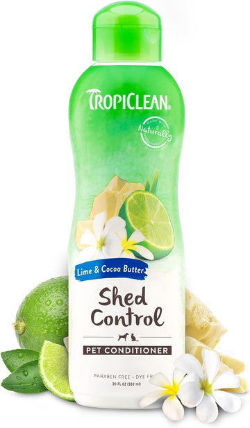 TropiClean Dog Conditioner Grooming Supplies - Shed Control Conditioner for Pets - For Matted Hair & Shedding Control - Derived from Natural Ingredients - Used by Groomers - Lime & Cocoa Butter, 592ml?TRLMCD20Z