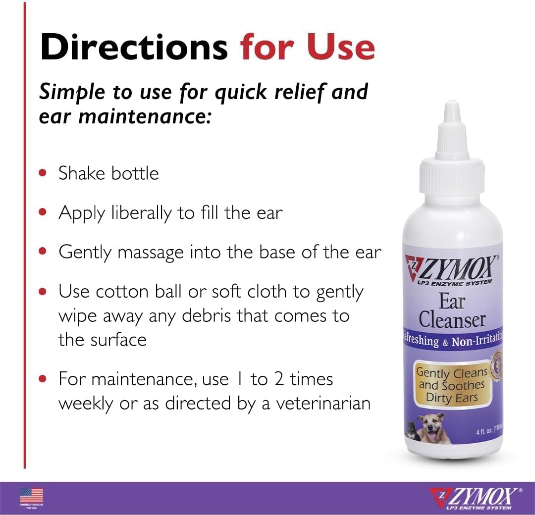 Zymox Enzymatic Ear Wipes, Ear Cleanser, & Ear Solution Without Hydrocortisone for Dogs and Cats - Product Bundle - for Dirty, Waxy, Smelly Ears and to Soothe Ear Infections : Pet Supplies