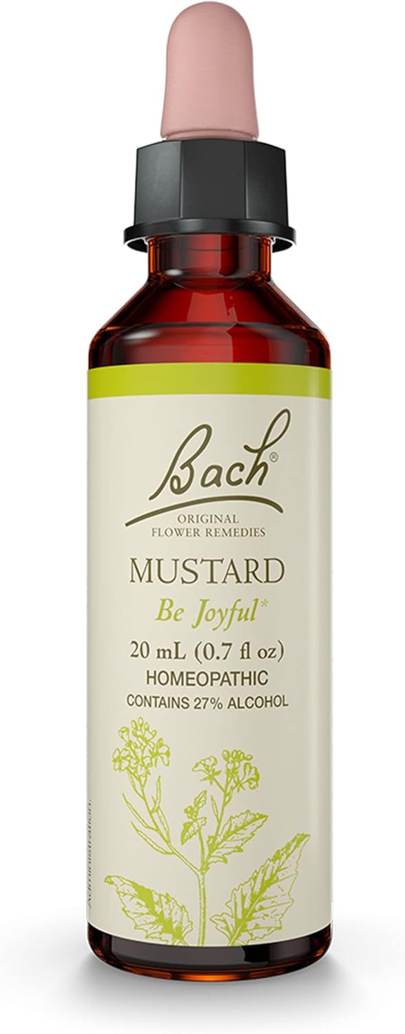 Bach Original Flower Remedies, Mustard for Joy, Natural Homeopathic Flower Essence, Emotional Wellness and Stress Relief, Holiday Gift for Him or Her, Vegan, 20mL Dropper