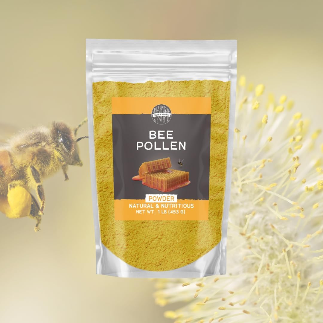 Birch & Meadow Bee Pollen Powder, 1 Lb, Natural & Nutritious, Slightly Sweet Taste, Oatmeal & Cereal