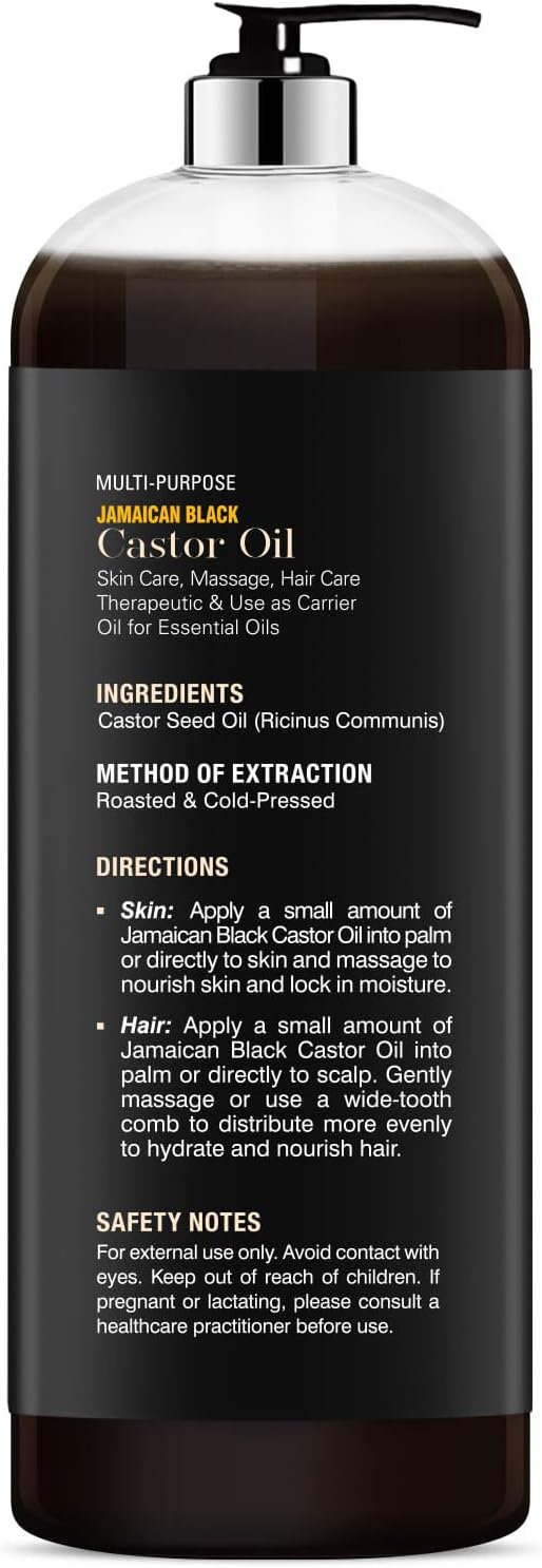 MAJESTIC PURE Jamaican Black Castor Oil for Hair Growth & Natural Skin Care - Roasted & Cold-Pressed - Massage, Scalp, Hair and Nails - 16 fl oz : Health & Household