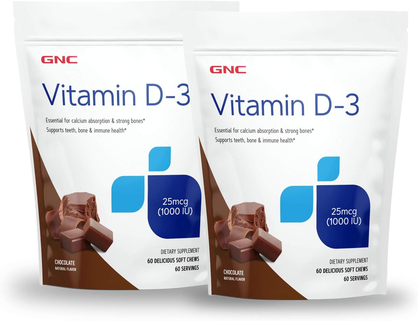 Gnc Gnc Vitamin D-3 Soft Chews 1000Iu - Chocolate - Twin Pack