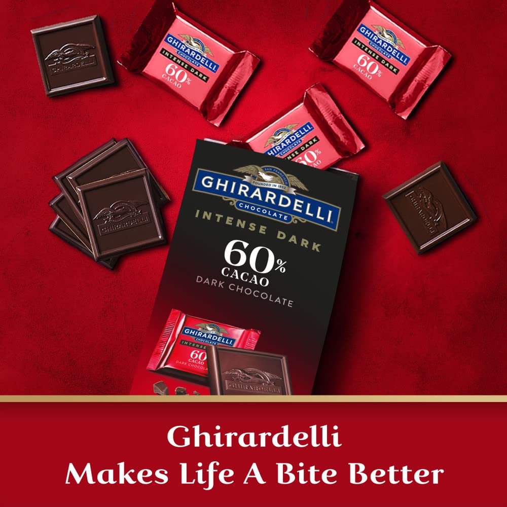 Ghirardelli Intense Dark Chocolate Squares, 60% Cacao, 4.1 Oz Bag (Pack Of 6)