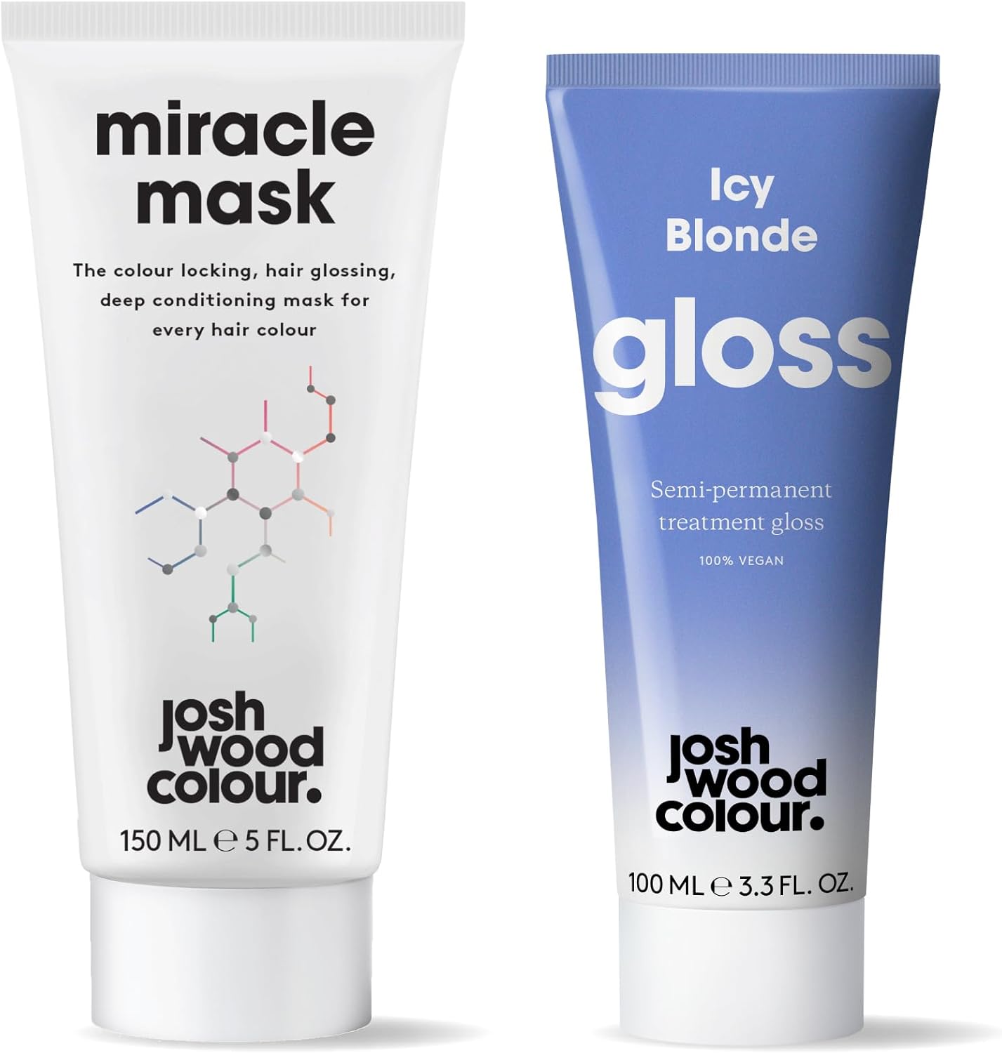Josh Wood Colour - Icy Gloss 100Ml And Miracle Mask 150Ml Bundle - Semi-Permanent Gloss Refreshes And Conditions Hair Colour & Mask Supports Hair'S Colour, Brilliance And Shine