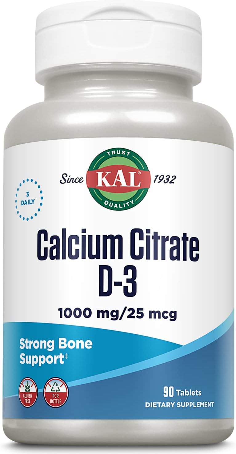 Kal Calcium Citrate With D 1000 Iu Tablets, 1000 Mg, 90 Count