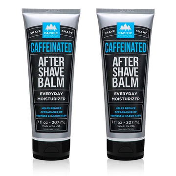 Pacific Shaving Company Caffeinated Aftershave, Men'S Grooming Product - Antioxidant Daily Face Lotion + After Shave - Soothing Aloe & Spearmint Post Shave Balm For Sensitive Skin (7 Oz, 2 Pack)