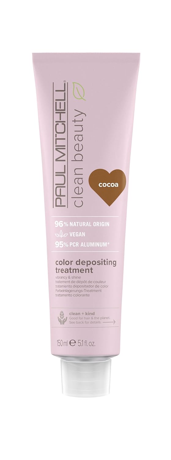 Paul Mitchell Clean Beauty Color-Depositing Treatment, For Refreshing + Protecting Color-Treated Hair, Cocoa, 5.1 Fl. Oz