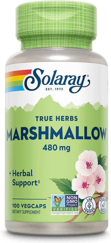 Solaray Marshmallow Root 480 Mg Healthy Respiratory Function & Digestion Support Non-Gmo & Vegan 100 Vegcaps