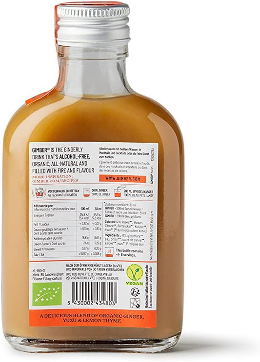 Gimber Organic Ginger Concentrate 200Ml L New Recipe L Less Sugar L Alcohol-Free Organic Drink Made From Ginger, Yuzu Fruit And Lemon Thyme | Brut The New Organic Ginger Concentrate