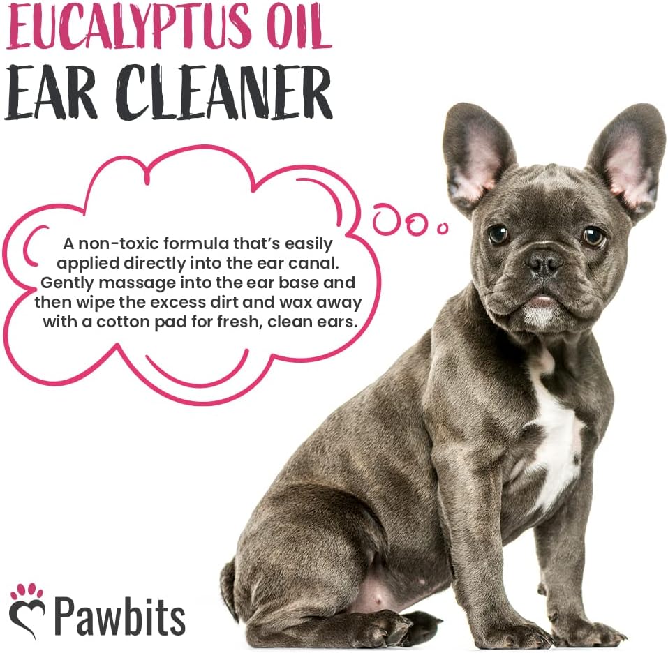 Pawbits Ear Cleaner for Dogs & Cats A Moisturising Ear Cleaning Solution with Eucalyptus Oil to Remove Dirt & Wax – Non Toxic & Soothing Drops to Stop Itching & Discomfort, Head Shaking (250ml) :Pet Supplies