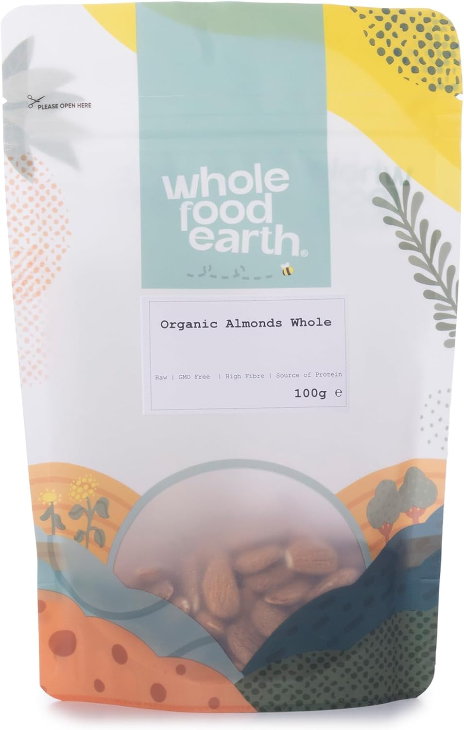 Wholefood Earth Organic Almonds Whole – 250G | Raw | Gmo Free | Vegan | High Fibre | Source Of Protein | Certified Organic
