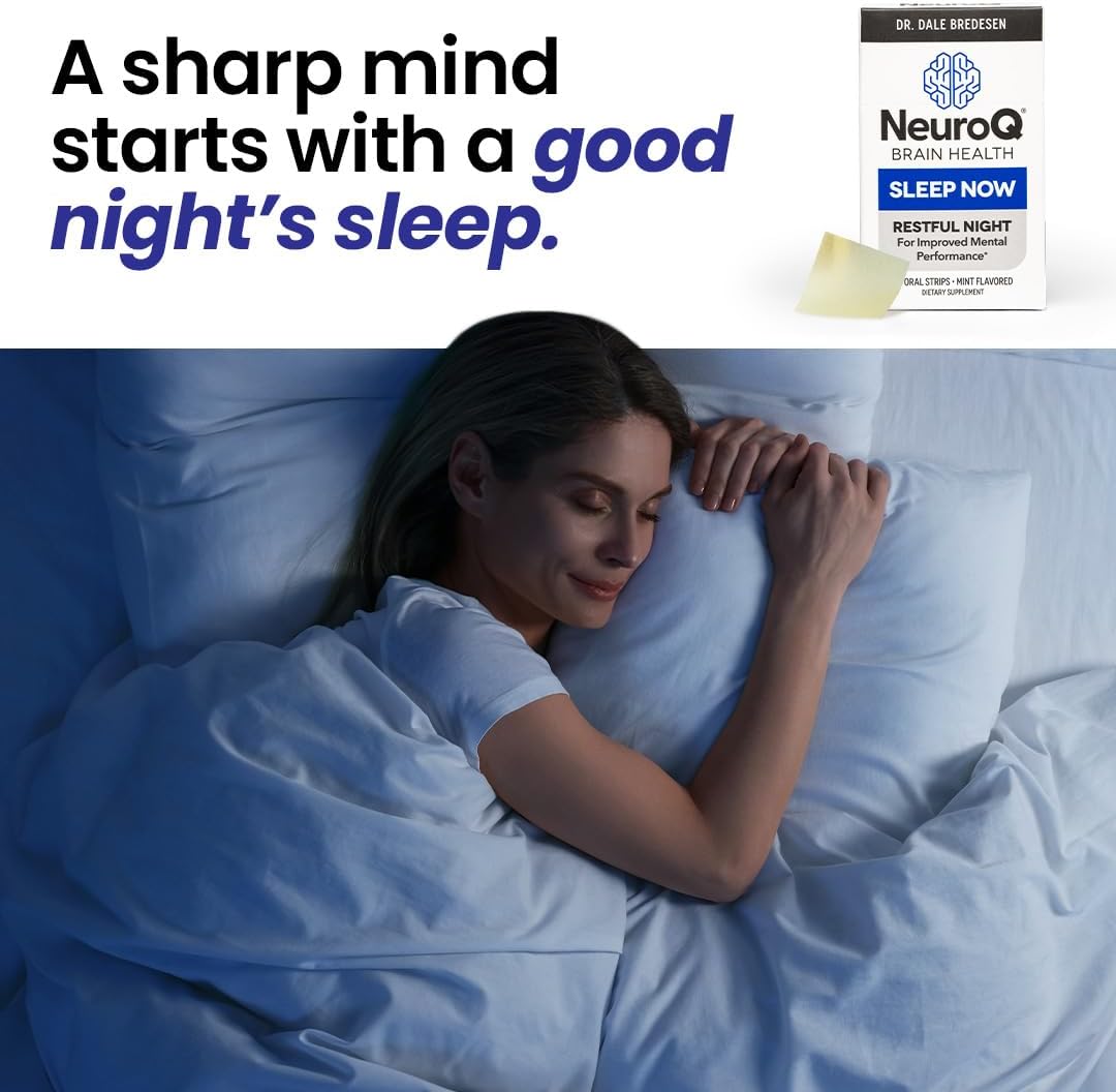 NeuroQ Sleep Now - Natural Sleep Support Supplement - Maintain Healthy Sleep Cycles & Brain Function - Melatonin & L-Theanine - Non-Habit Forming - 30 Mint Oral Strips : Health & Household