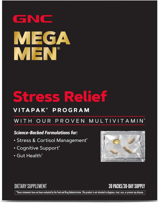 Gnc Mega Men Stress Relief Vitapak, Stress & Cortisol Management, 30 Count