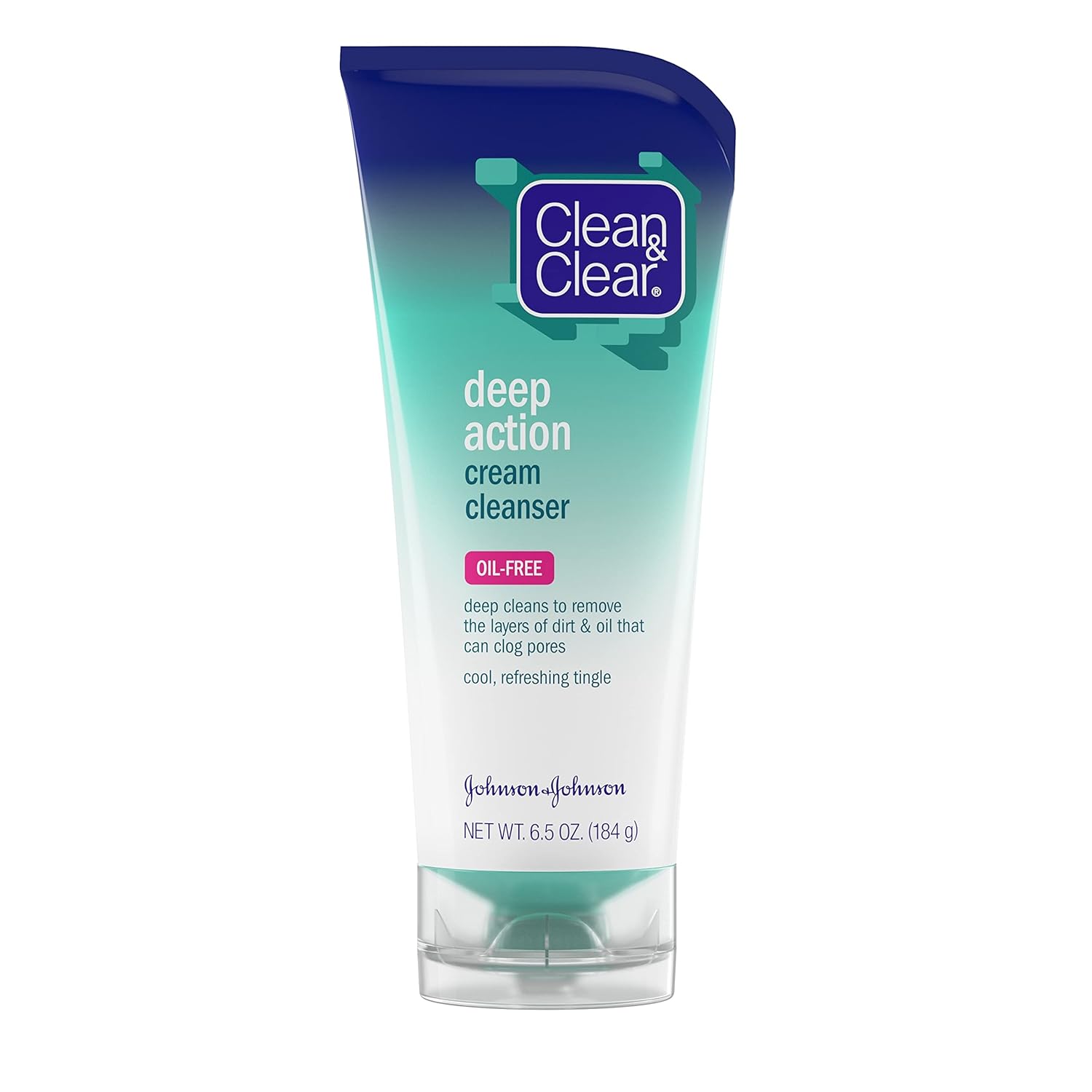 Clean & Clear Oil-Free Deep Action Cream Facial Cleanser With Salicylic Acid Acne Medication, Cooling Face Wash For Deep Pore Cleansing Of Acne-Prone Skin, 6.5 Oz