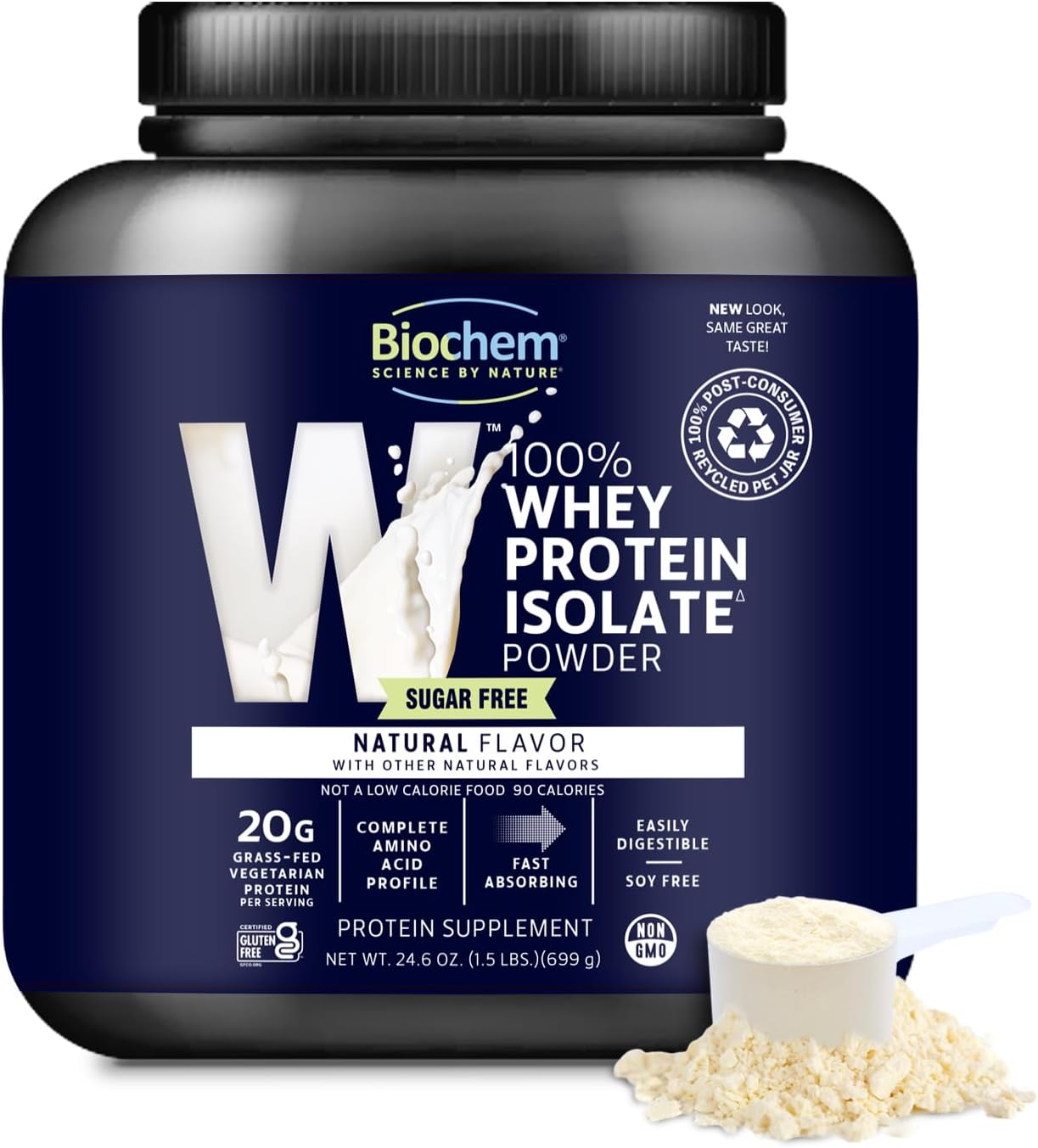 Biochem 100% Whey Isolate Protein - Natural Flavor - 12.3 Ounce, Preworkout & Immune Health - 20G Vegetarian Protein - Easily Digestible - Refreshing Taste - Keto Friendly & Easy To Mix…