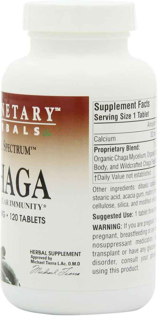 Planetary Herbals Chaga Full Spectrum, Enhance Cellular Immunity, 120 Count (Pack of 1)