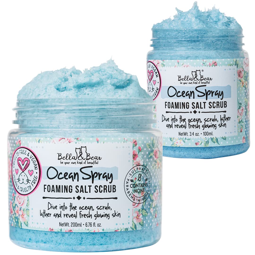 Bella & Bear Ocean Spray Foaming Salt Scrub Bundle Full Size & Travel Size