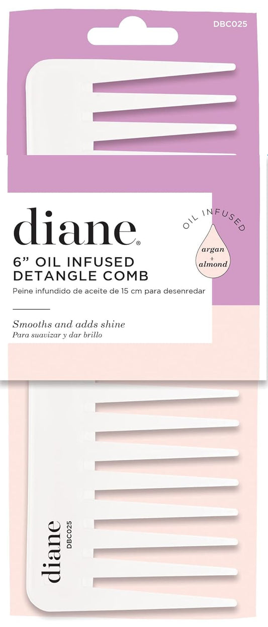 Diane oil-infused detangler comb, 6-inch, white, DBC025