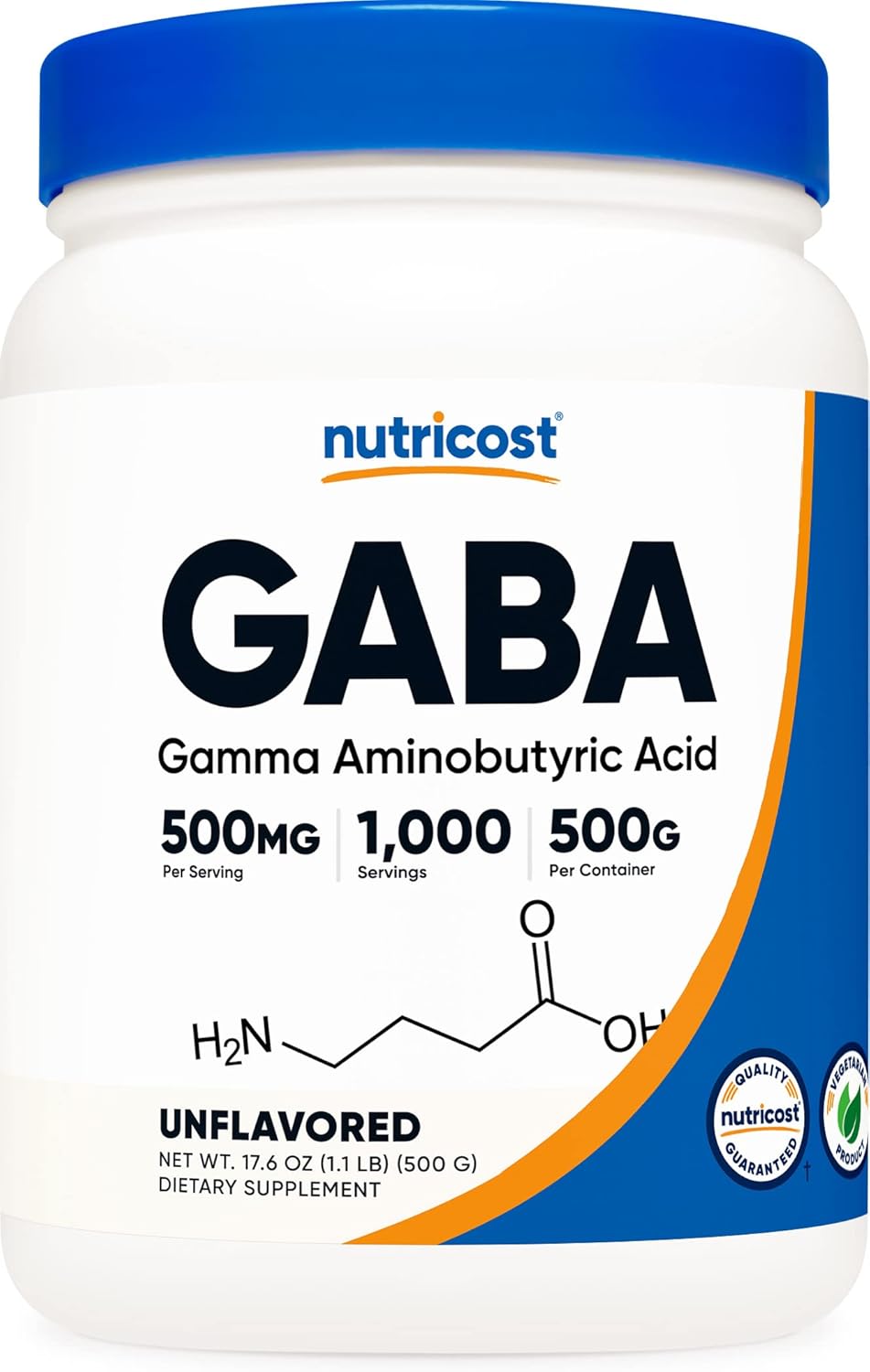 Nutricost Pure GABA 500G Powder (Gamma Aminobutyric Acid) (500 Grams/1.1 s)