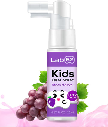 Lab52 Kids Oral Spray, Toddler Toothpaste Helper For Cavity Repair And Fresh Breath, Children Anticavity With Fluoride Free For Newborn To Preschoolers, Xylitol Grape Flavor