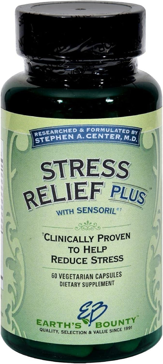 Earth's Bounty - Stress Relief Plus - 60 Vegetarian Capsules - All Natural Formula - Stress Support & Mood Enhancing Supplement - Promotes Calmness