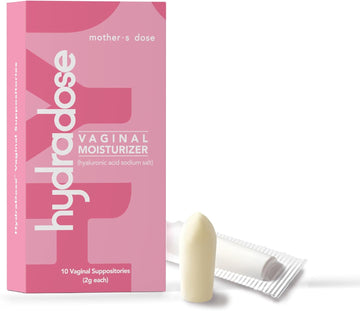 Mother's Dose Hyaluronic Acid Suppository HydraDose- Hormone Free Moisturizer for Vaginal Dryness-USA Made, 1 Month Supply- 10 Inserts