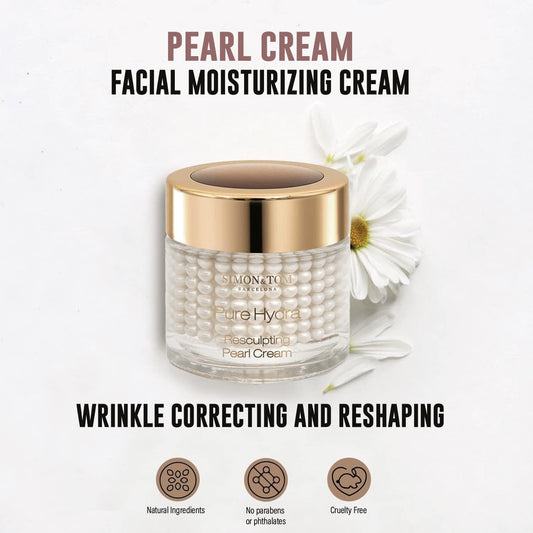 Simon&Tom Pure Hydra Resculpting Pearl Cream, Transforming Moisturizing Facial Cream, Anti-Aging And Anti Wrinkle With Hyaluronic Acid And Argan Stem Cells, 50Ml