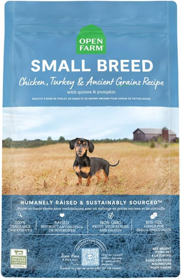 Open Farm Ancient Grains Dry Dog Food, Humanely Raised Meat Recipe with Wholesome Grains and No Artificial Flavors or Preservatives (Small Breed, 4 Pound (Pack of 1))