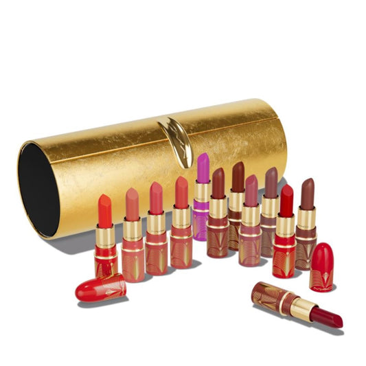 M.A.C Cosmetics Limited Edition Golden Girls Miniature Lustreglass Lipstick Vault X 12 - Vault And 12 Mini Lipsticks - Travel Size