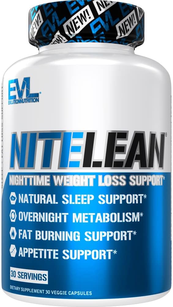 Evlution Nutrition Night Time Fat Burner Support - Overnight Sleep And Weight Loss Support Pills With Thermogenic Green Tea And White Kidney Bean Extract - Diet Pills That May Help Stubborn Fat Loss
