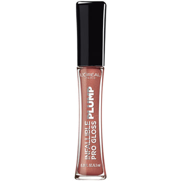 L'Oreal Paris Infallible Pro Gloss Plump Lip Gloss With Hyaluronic Acid, Long Lasting Plumping Shine, Lips Look Instantly Fuller And More Plump, Nude Twinkle, 0.21 Fl. Oz