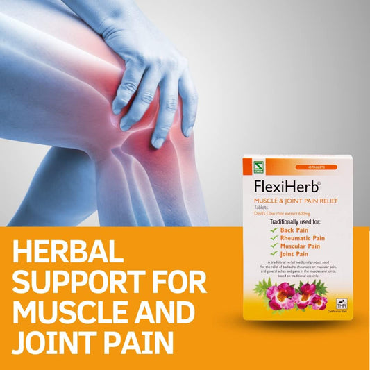 Schwabe Pharma - Flexiherb Muscle And Joint Pain Relief - Devils Claw Root Extract 600Mg - Traditionally Used For Backache, Rheumatic Pain, Muscular Pain, Joint Pain - 40 Tablets