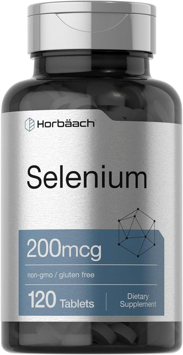 Horbäach Selenium Supplement | 200Mcg | 120 Tablets | Non-Gmo And Gluten Free