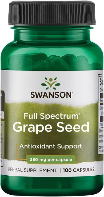 Swanson Grape Seed Heart Antioxidant Free Radicals Healthy Blood Pressure Support Polyphenols Opcs (Oligomeric Proanthocyanidins) Herbal Supplement 380 Mg 100 Capsules