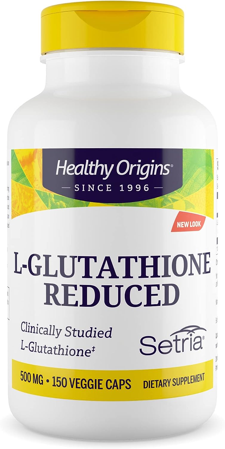 Healthy Origins L-Glutathione (Setria) Reduced, 500 mg - Immune Support Supplement - Collagen & Antioxidant Support - Gluten-Free Supplement - 150 Veggie Capsules