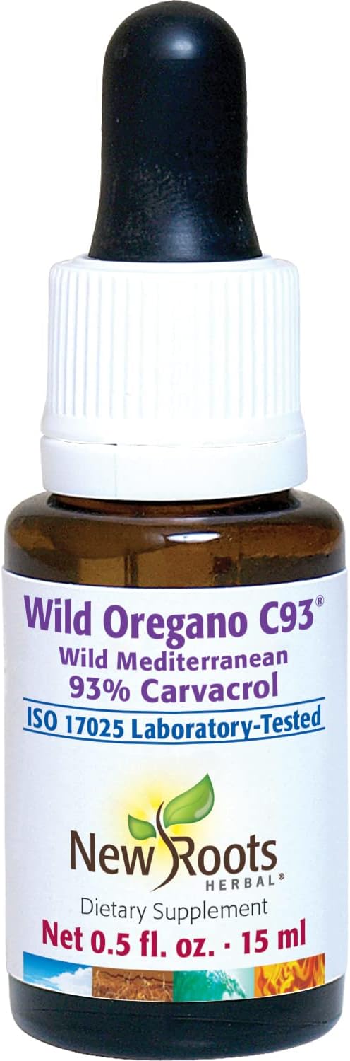 NEW ROOTS HERBAL Wild Oregano C93 (15 ml) Liquid, Highest Natural Carvacrol Concentration|Immune Defense|Mediterranean Source|Alcohol Free, Organic, Non-GMO, Vegan, Gluten Free