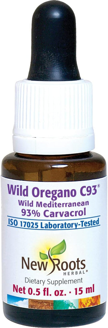 NEW ROOTS HERBAL Wild Oregano C93 (15 ml) Liquid, Highest Natural Carvacrol Concentration|Immune Defense|Mediterranean Source|Alcohol Free, Organic, Non-GMO, Vegan, Gluten Free