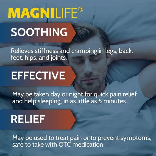 Magnilife Muscle Cramp Pain Reliever, All-Natural Acting Muscle Pain Relief To Soothe Stiffness And Discomfort In Legs, Back, Feet, Hips, And Joints - 125 Tablets