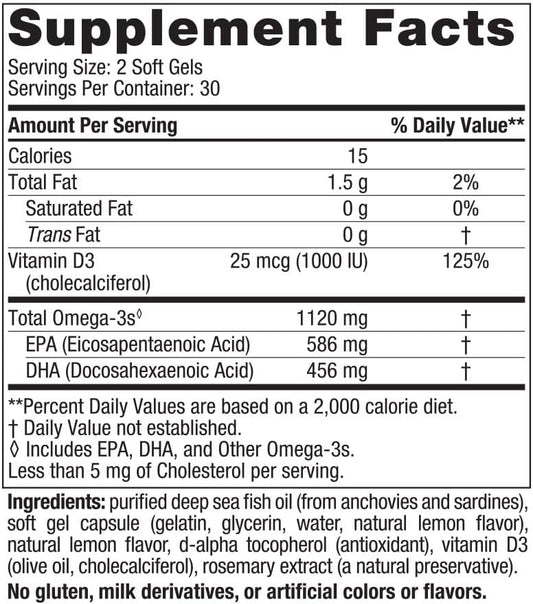 Nordic Naturals Ultimate Omega 2X Mini D3, Lemon Flavor - 60 Mini Soft