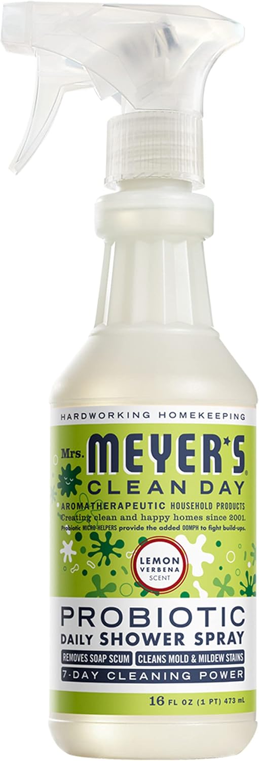 Mrs. Meyer'S Clean Day'S Probiotic Daily Shower Spray Cleaner, Made With Essential Oils And Other Thoughtfully Chosen Ingredients, Lemon Verbena, 16 Oz