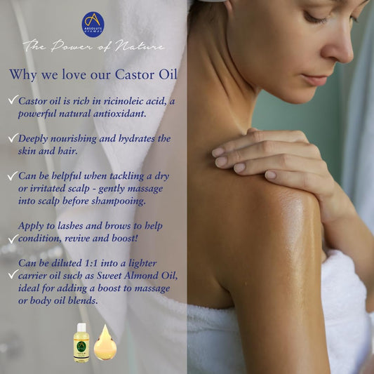 Absolute Aromas Organic Castor Oil 100Ml - 100% Pure And Natural Carrier Oil - For Massage, Aromatherapy And Blending Essentials Oils